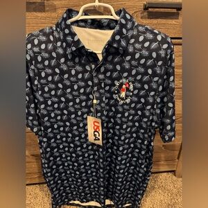 USGA Patterned Navy Polo Shirt